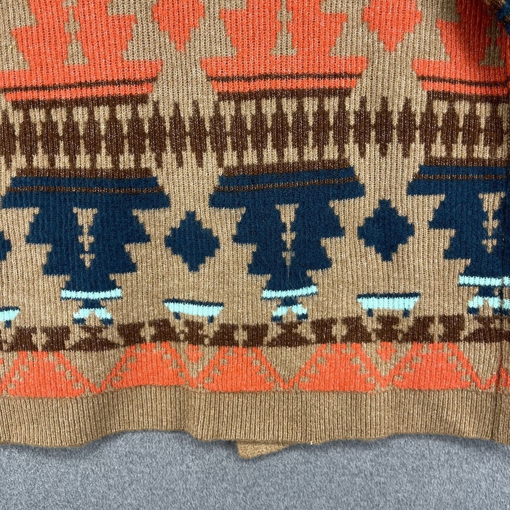 Lucky Brand Women Aztec Open Front Drape Cardigan XL Brown‎ Blue Boho western - Picture 14 of 15